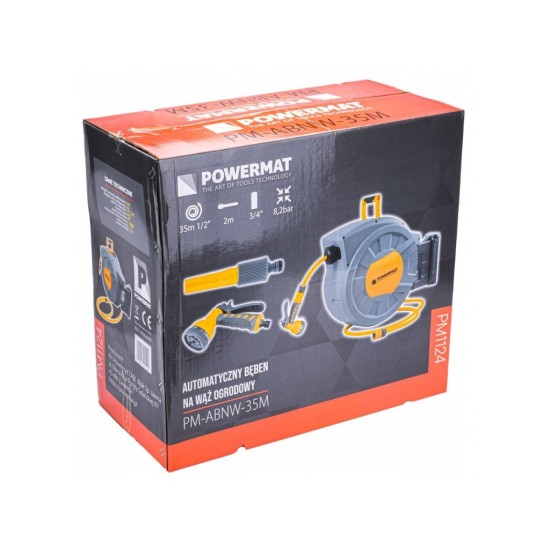 Automatický navijak s hadicou a príslušenstvom 35m 1/2" POWERMAT Automatický navijak s hadicou a príslušenstvom 35m 1/2" POWERMAT