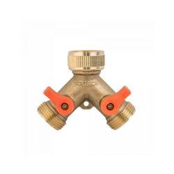 Mosadzný rozdeľovač kohútika 3/4" s vnútorným závitom, 2-cestný 3/4" vonkajší závit s ventilmi