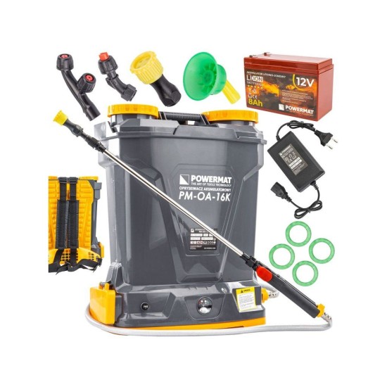 Akumulátorový batohový postrekovač 16l, 12V/8Ah POWERMAT