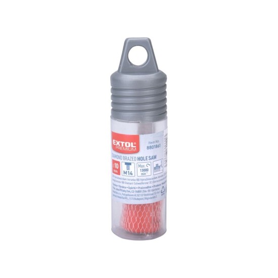 Diamantová korunka dierovky, Ø 10 mm, závit M14 EXTOL PREMIUM Diamantová korunka dierovky, Ø 10 mm, závit M14 EXTOL PREMIUM