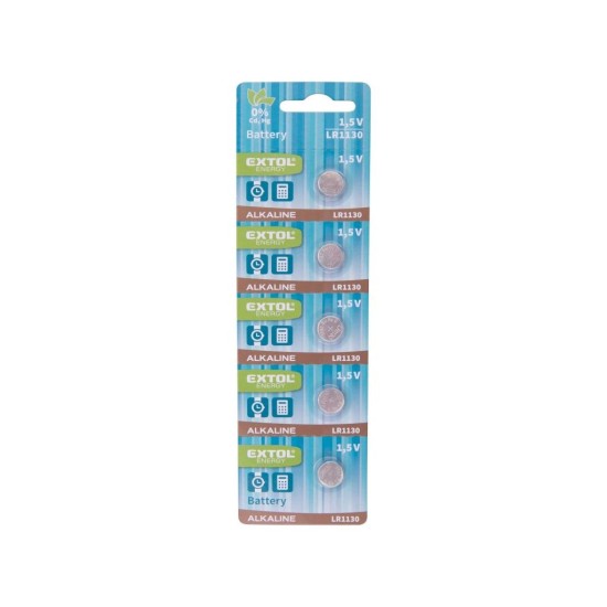 Alkalické batérie, 5ks, 1.5V (LR54, LR1130) EXTOL ENERGY Alkalické batérie, 5ks, 1.5V (LR54, LR1130) EXTOL ENERGY