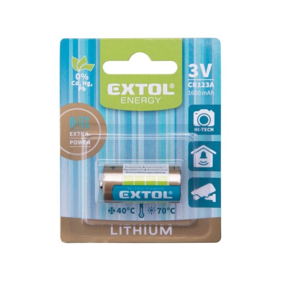 Lítiová batéria, 3V (CR123A), 1600mAh EXTOL ENERGY Lítiová batéria, 3V (CR123A), 1600mAh EXTOL ENERGY