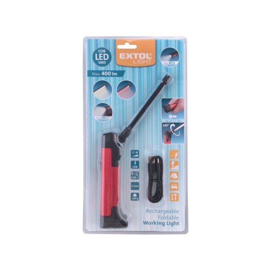 Pracovné svetlo, multifunkčné, 400lm, USB nabíjanie EXTOL LIGHT Pracovné svetlo, multifunkčné, 400lm, USB nabíjanie EXTOL LIGHT