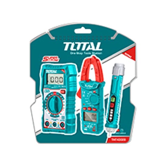 Sada digitálního multimetru, multimetru klešťového a zkoušečky AC napětí TOTAL