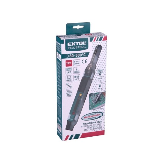 Hrotová spájkovačka s digitálnou reguláciou a kalibráciou, 70W EXTOL INDUSTRIAL