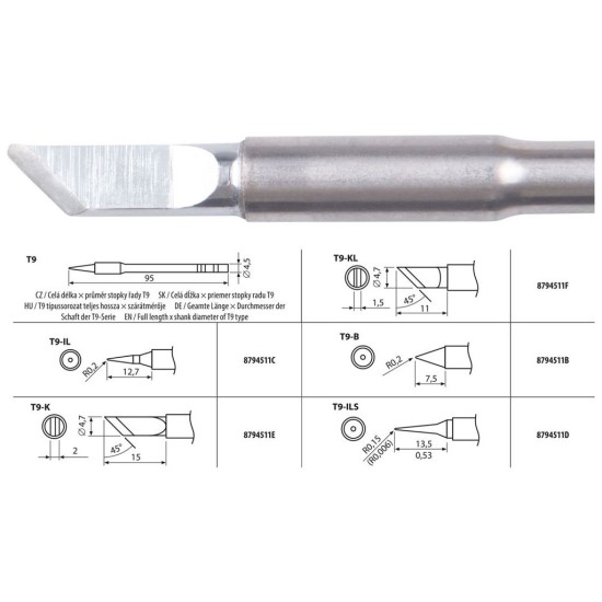 Spájkovací hrot, T9-K EXTOL INDUSTRIAL Spájkovací hrot, T9-K EXTOL INDUSTRIAL