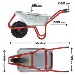 Kolečko Detex D2, pozink, kolo bantam 400-8, 85l, nosnost 180kg, kuličkové ložisko