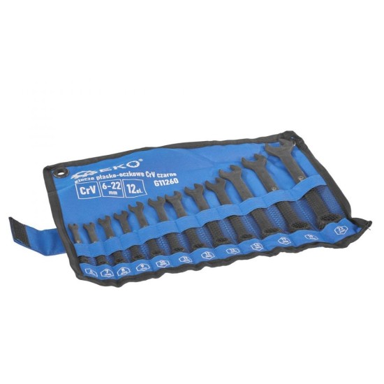 Kľúče 6-22mm, CrV-čierne, sada 12ks GEKO