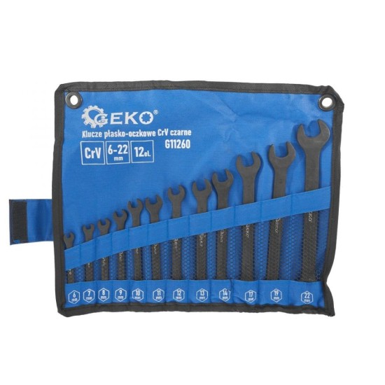 Kľúče 6-22mm, CrV-čierne, sada 12ks GEKO