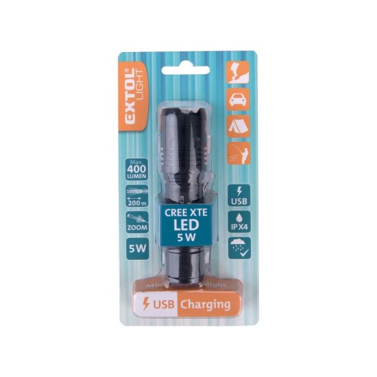 Baterka 400lm, zoom, USB nabíjanie, CREE XTE 5W EXTOL LIGHT Baterka 400lm, zoom, USB nabíjanie, CREE XTE 5W EXTOL LIGHT