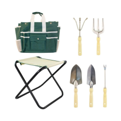 Skladacia stolička s taškou a súpravou záhradného náradia BASS