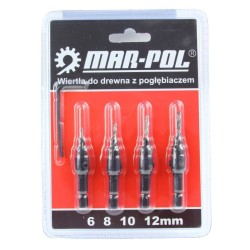 Trojstupňová potvrdzovacia vŕtačka, sada 4ks MAR-POL Trojstupňová potvrdzovacia vŕtačka, sada 4ks MAR-POL