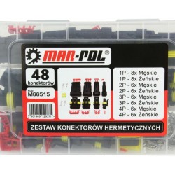 Automobilové vodotesné konektory, sada 48ks MAR-POL Automobilové vodotesné konektory, sada 48ks MAR-POL