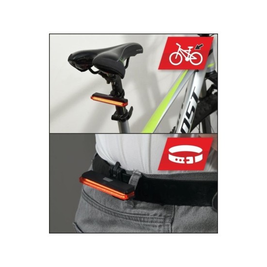 Svetlo na bicykel zadné COB LED 60lm červené 4 funkcie COMPASS