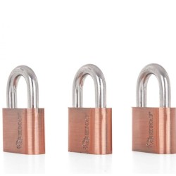Sada 3 poniklovaných visiacich zámkov na jeden kľúč, 50mm GEKO
