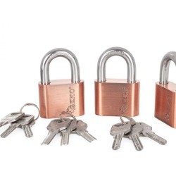 Sada 3 poniklovaných visiacich zámkov na jeden kľúč, 50mm GEKO