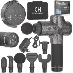 Akumulátorový masážny prístroj na telo GEKO s vymeniteľnými hlavicami