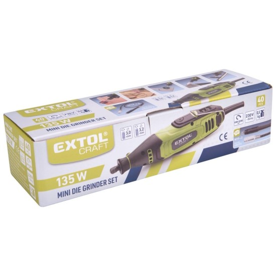 Rovný mlynček 135W, 40ks príslušenstvo EXTOL CRAFT Rovný mlynček 135W, 40ks príslušenstvo EXTOL CRAFT