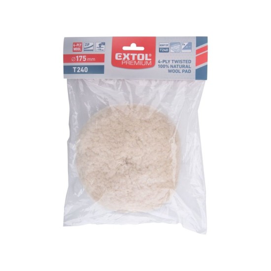 Vlnený leštiaci kotúč, obojstranný, T240, ⌀230mm, 4-vrstvový 100% vlnený EXTOL PREMIUM