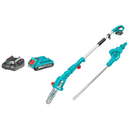 Pila na větve a nůžky na živé ploty, AKU, 20V LI-ION, 1x baterie, 1x nabíječka TOTAL