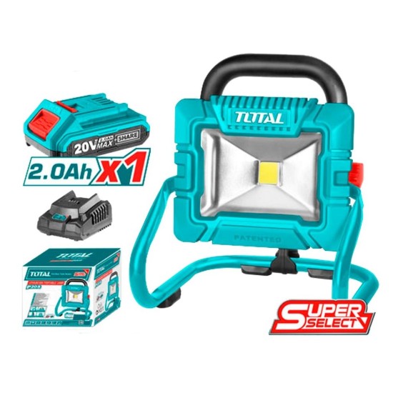 Světlo pracovní přenosné, 1800lm, 20V LI-ION, 1ks baterie, 1ks nabíječka TOTAL