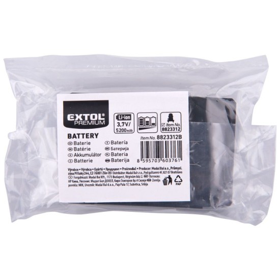 Nabíjateľná batéria pre laser 8823312, 3,7V, Li-ion, 5200mAh EXTOL PREMIUM