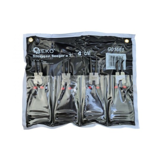 Seegerové kliešte 180mm/7", sada 4ks GEKO Seegerové kliešte 180mm/7", sada 4ks GEKO