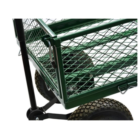 Štvorkolesový prepravný vozík so sklopnými čelami a bočnými koľajnicami 350 kg GEKO