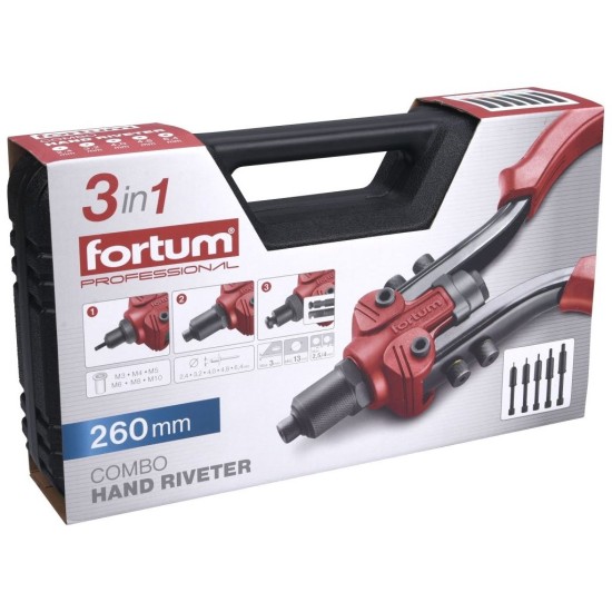 Pákové nitovacie kliešte COMBO, M3-M10, 2,4-6,4mm FORTUM Pákové nitovacie kliešte COMBO, M3-M10, 2,4-6,4mm FORTUM