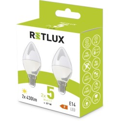 LED žiarovka Sviečka eco set 2x5W E14 C37 WW REL 34 RETLUX LED žiarovka Sviečka eco set 2x5W E14 C37 WW REL 34 RETLUX