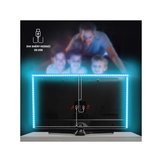 USB LED pásik 30LED RGB 2×50 cm, diaľkové ovládanie RETLUX RLS 102