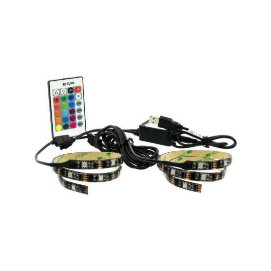 USB LED pásik 30LED RGB 2×50 cm, diaľkové ovládanie RETLUX RLS 102