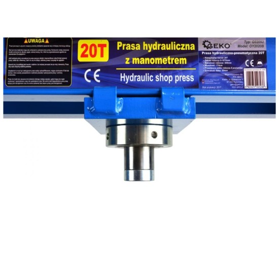 Hydraulický, pneumatický dielenský lis 20t s manometrom GEKO