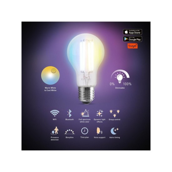 Inteligentná LED žiarovka E27 filament 7W CCT A60 RSH 103 RETLUX