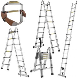 Multifunkčný teleskopický rebrík 5m, 150kg, hliník GEKO