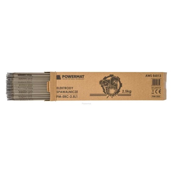 Rutilové elektródy 2,5mm, 300mm, 2,5kg POWERMAT Rutilové elektródy 2,5mm, 300mm, 2,5kg POWERMAT