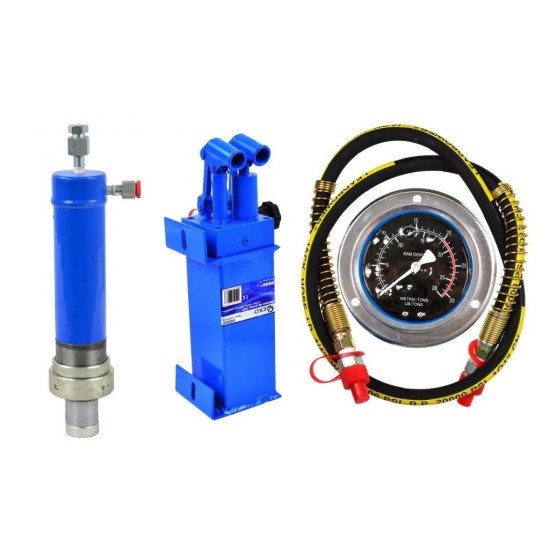 Hydraulické čerpadlo, valec, manometer, sada pre dielenský lis GEKO 20t Hydraulické čerpadlo, valec, manometer, sada pre dielenský lis GEKO 20t