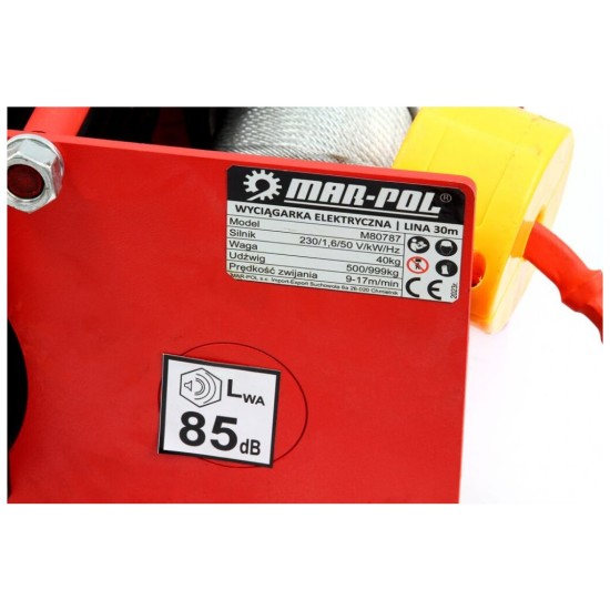 Elektrický lanový navijak 500/999kg, 30m, 230V MAR-POL Elektrický lanový navijak 500/999kg, 30m, 230V MAR-POL