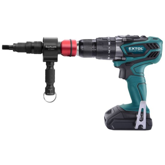 Nitovací nástavec pre vŕtačku T-COMBO, sada pre matice M3-M12 a trh. nity 2,4-6,4mm, CrMoV FORTUM Nitovací nástavec pre vŕtačku T-COMBO, sada pre matice M3-M12 a trh. nity 2,4-6,4mm, CrMoV FORTUM