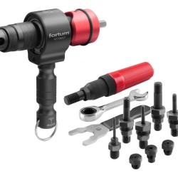 Nitovací nástavec pre vŕtačku T-COMBO, sada pre matice M3-M12 a trh. nity 2,4-6,4mm, CrMoV FORTUM