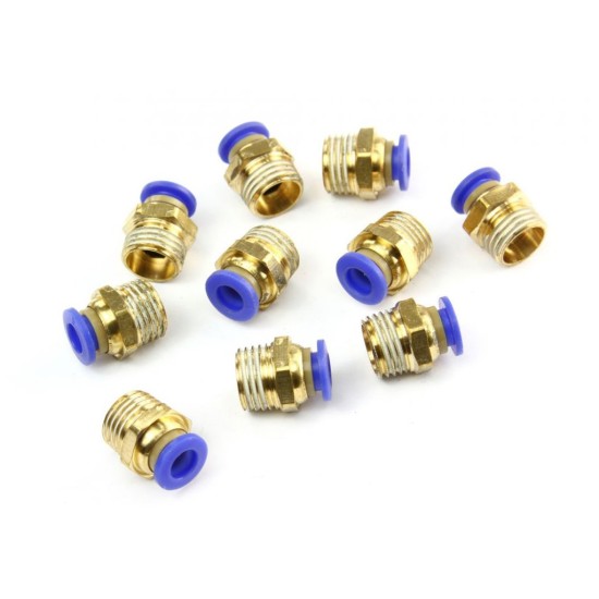 Pneumatická spojka, priamy jednodotykový PC s vonkajším závitom 1/4" pre PA, PU, PE hadice 6mm, sada 10ks MAR-POL Pneumatická spojka, priamy jednodotykový PC s vonkajším závitom 1/4" pre PA, PU, PE hadice 6mm, sada 10ks MAR-POL