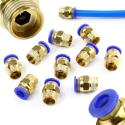 Pneumatická spojka, rovný jednodotykový PC s vonkajším závitom 1/4" pre PA, PU, PE hadicu 8mm, sada 10ks MAR-POL Pneumatická spojka, rovný jednodotykový PC s vonkajším závitom 1/4" pre PA, PU, PE hadicu 8mm, sada 10ks MAR-POL