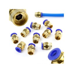 Pneumatická spojka, rovný jednodotykový PC s vonkajším závitom 1/4" pre PA, PU, PE hadicu 8mm, sada 10ks MAR-POL Pneumatická spojka, rovný jednodotykový PC s vonkajším závitom 1/4" pre PA, PU, PE hadicu 8mm, sada 10ks MAR-POL