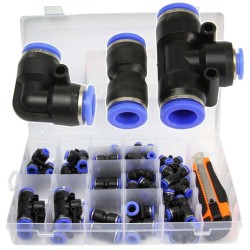 Pneumatická rýchlospojka, push-on pre PA, PU, PE hadicu 4-12mm set 52ks MAR-POL Pneumatická rýchlospojka, push-on pre PA, PU, PE hadicu 4-12mm set 52ks MAR-POL