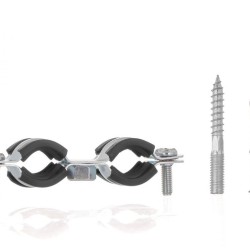 Potrubná svorka, dvojitá, 3/8" 15-19mm, s gumovou vložkou, dve skrutky GEKO