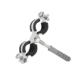 Potrubná svorka, dvojitá, 3/8" 15-19mm, s gumovou vložkou, dve skrutky GEKO