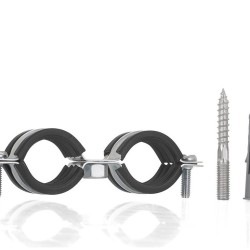 Potrubná svorka, dvojitá, 3/4" 26-30 mm, s gumovou vložkou, dve skrutky GEKO