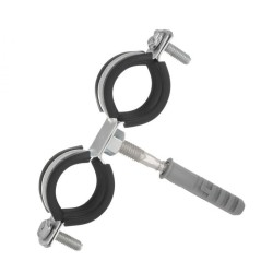 Potrubná svorka, dvojitá, 3/4" 26-30 mm, s gumovou vložkou, dve skrutky GEKO