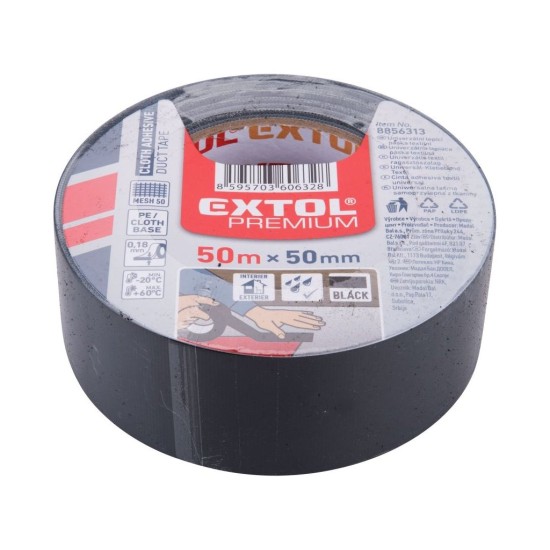 Lepiaca páska textilná/univerzálna, hrúbka 50mm x 50m 0,18mm, čierna EXTOL PREMIUM