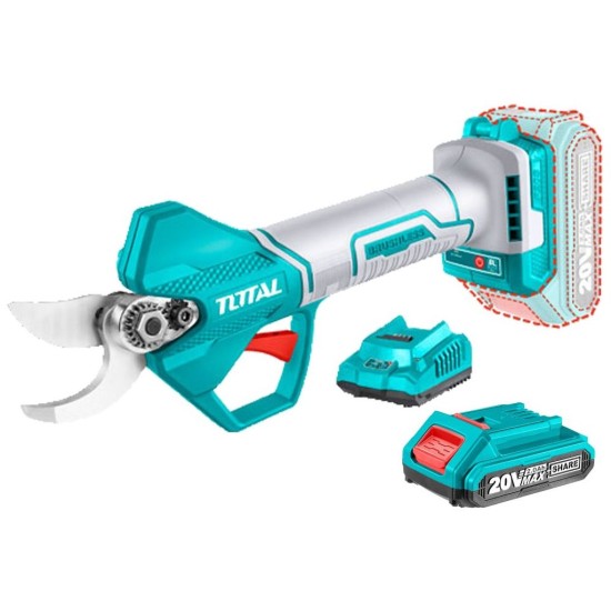 Nůžky zahradnické AKU, Brushless, 20V Li-ion, 2000mAh, industrial, 1ks baterie a nabíječky TOTAL
